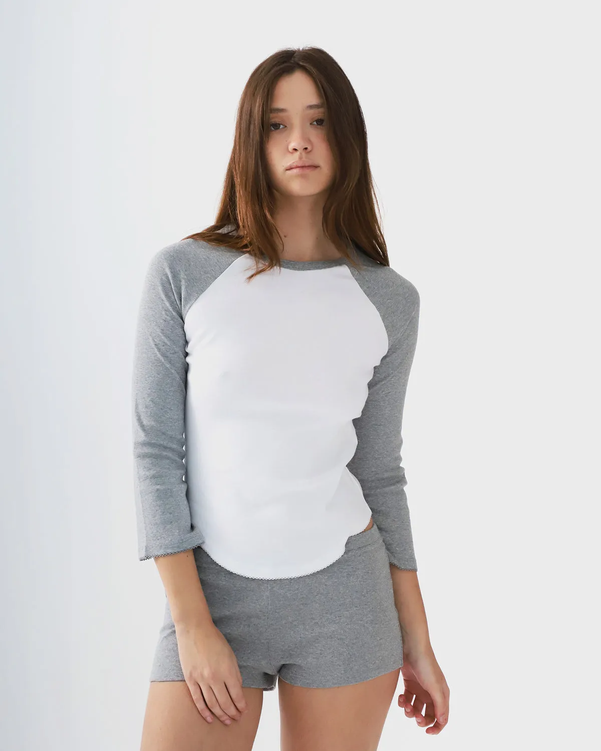 The Raglan: White / Grey Cotton Jersey sold by Cou Cou Intimates product image thumbnail 5