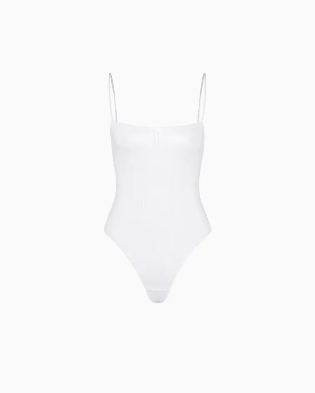 The Bodysuit: White Pointelle made by Cou Cou Intimates