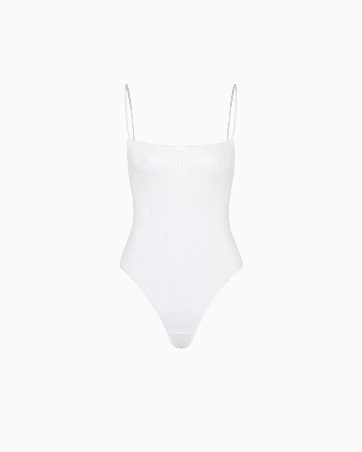 The Bodysuit: White Pointelle sold by Cou Cou Intimates