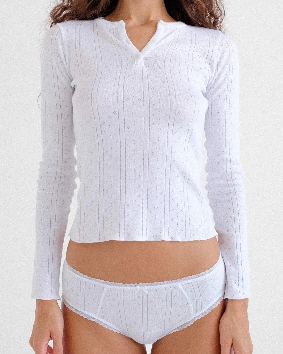 The Henley: White Pointelle sold by Cou Cou Intimates product image thumbnail 2