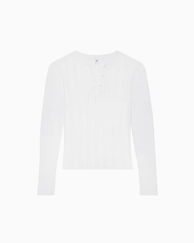 The Henley: White Pointelle made by Cou Cou Intimates