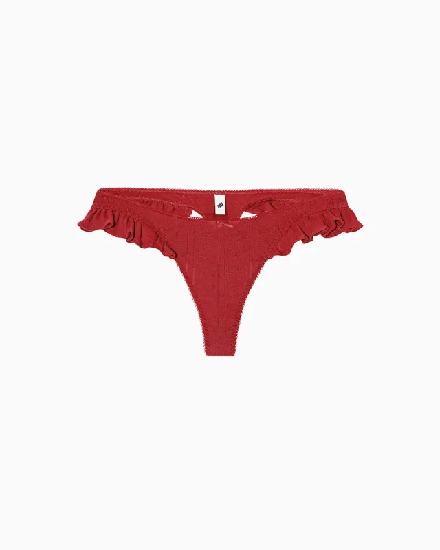 The Butterfly Thong: Cherry Red Pointelle made by Cou Cou Intimates