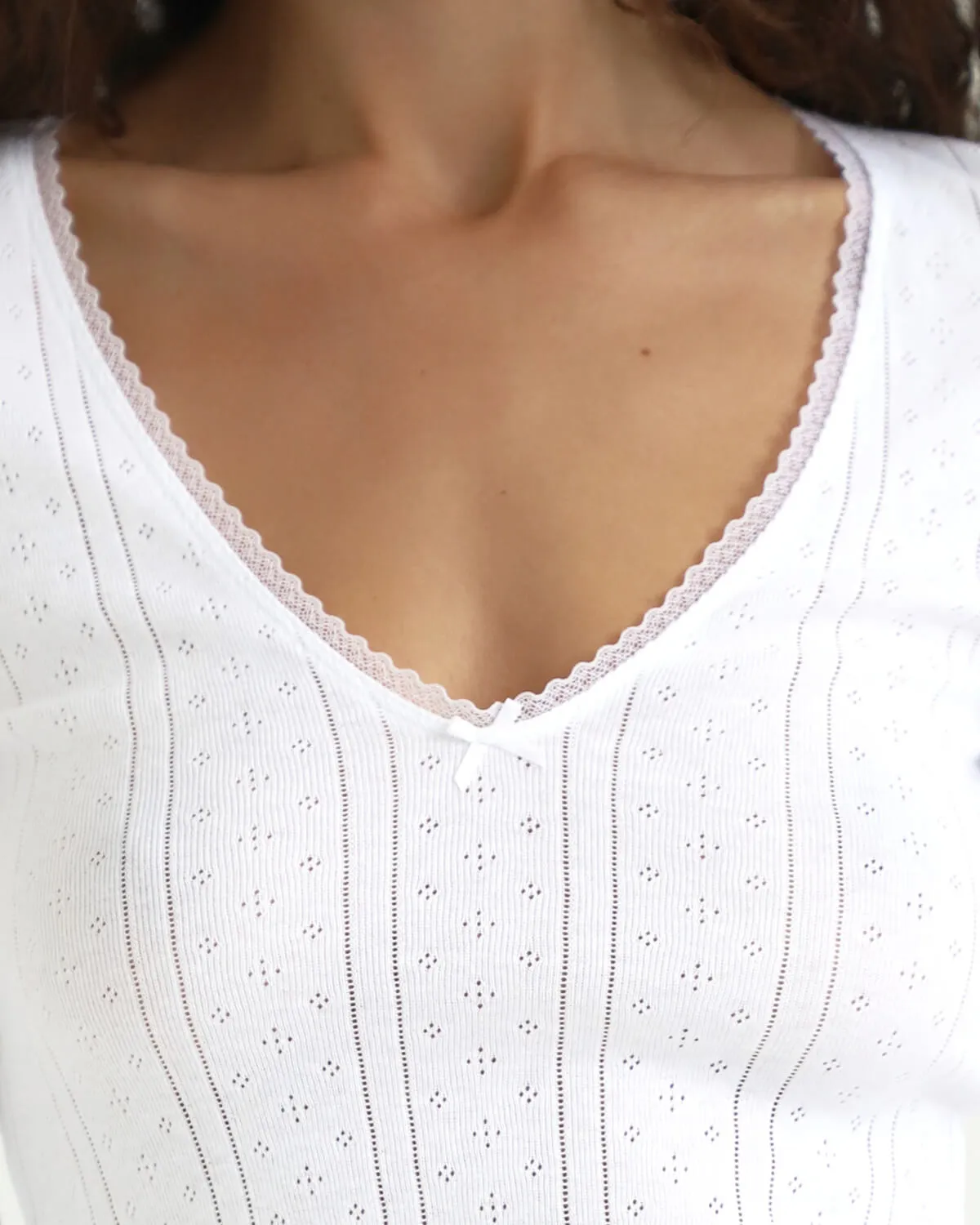 The Scoop Long Sleeve: White Pointelle sold by Cou Cou Intimates product image thumbnail 4
