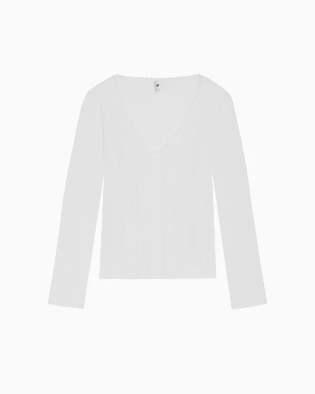 The Scoop Long Sleeve: White Pointelle made by Cou Cou Intimates