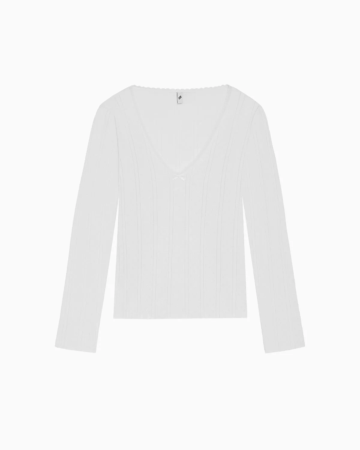 The Scoop Long Sleeve: White Pointelle sold by Cou Cou Intimates
