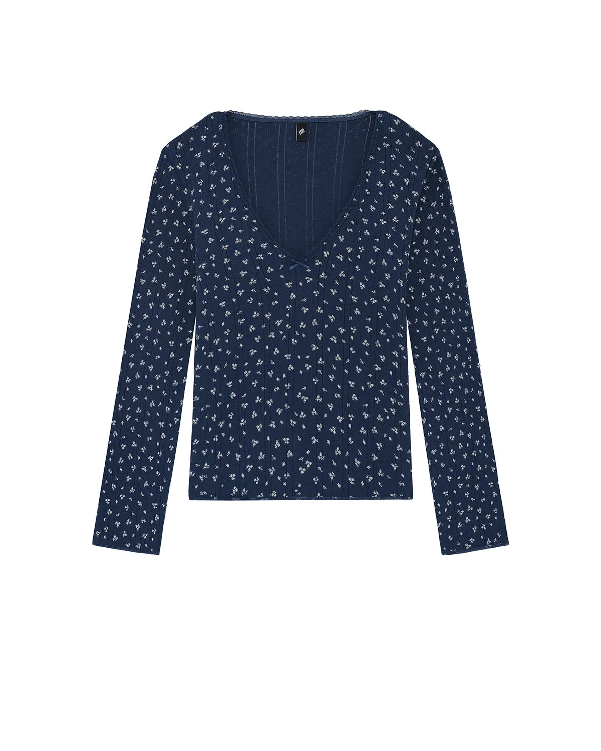 The Scoop Long Sleeve: Midnight Fields Pointelle sold by Cou Cou Intimates product image thumbnail 3