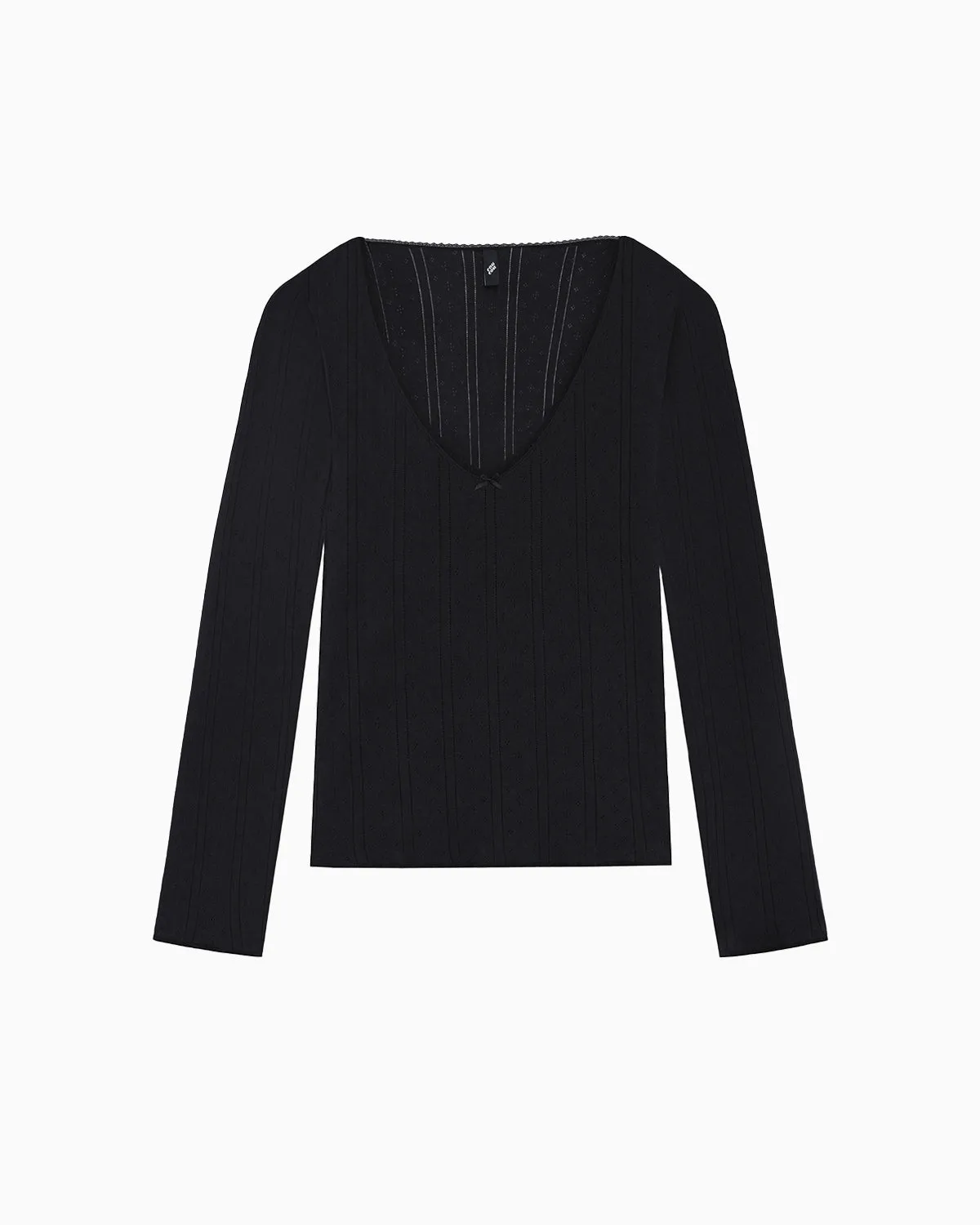 The Scoop Long Sleeve: Black Pointelle sold by Cou Cou Intimates