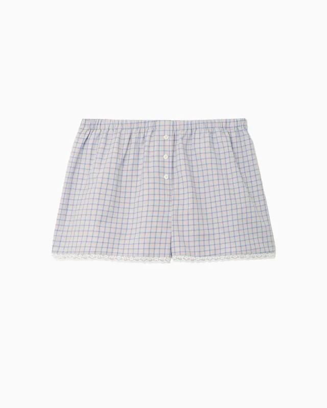 The Boxer: Blue Check French Poplin made by Cou Cou Intimates