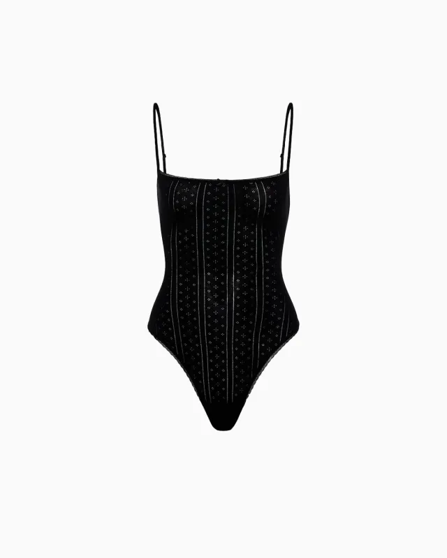 The Bodysuit: Black Pointelle made by Cou Cou Intimates