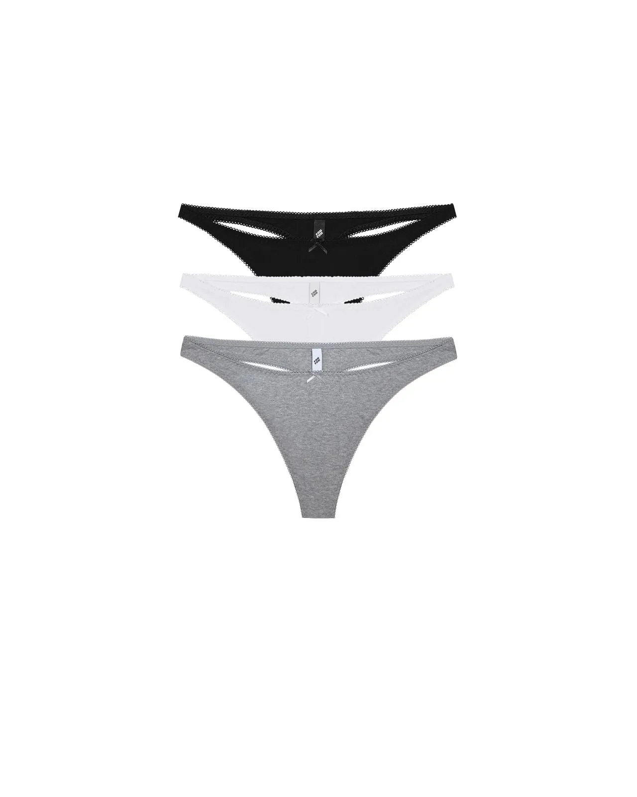 The Thong 3 Pack: Cotton Jersey Black, White & Grey sold by Cou Cou Intimates product image thumbnail 3