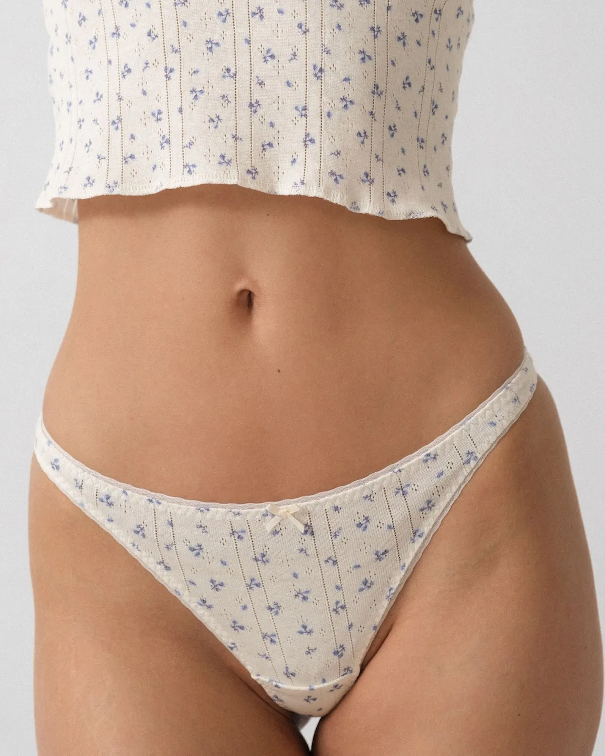 The Thong: Blue Fields Pointelle sold by Cou Cou Intimates product image thumbnail 4