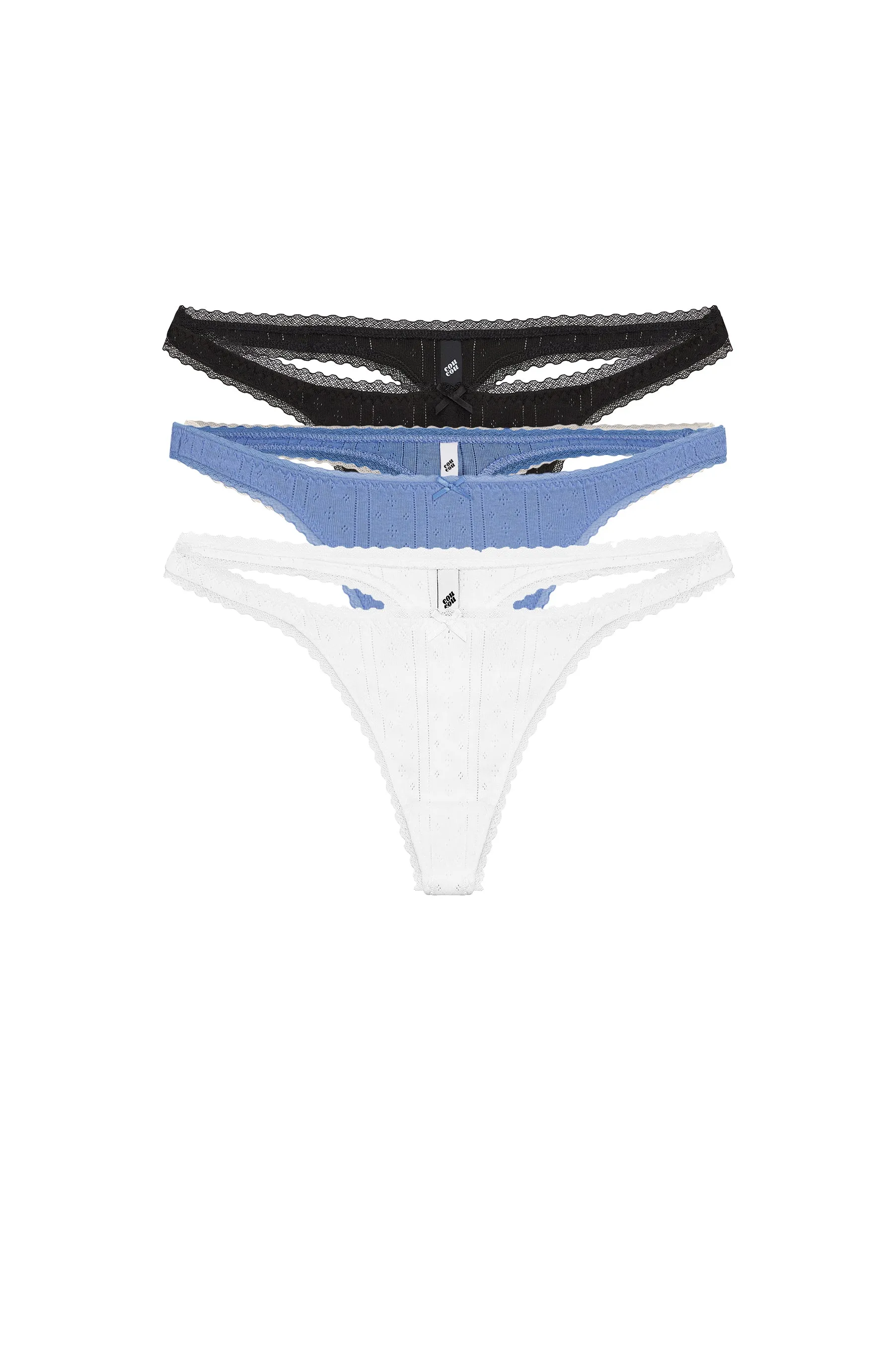 The Thong 3 Pack: Black, White & French Blue sold by Cou Cou Intimates product image thumbnail 3