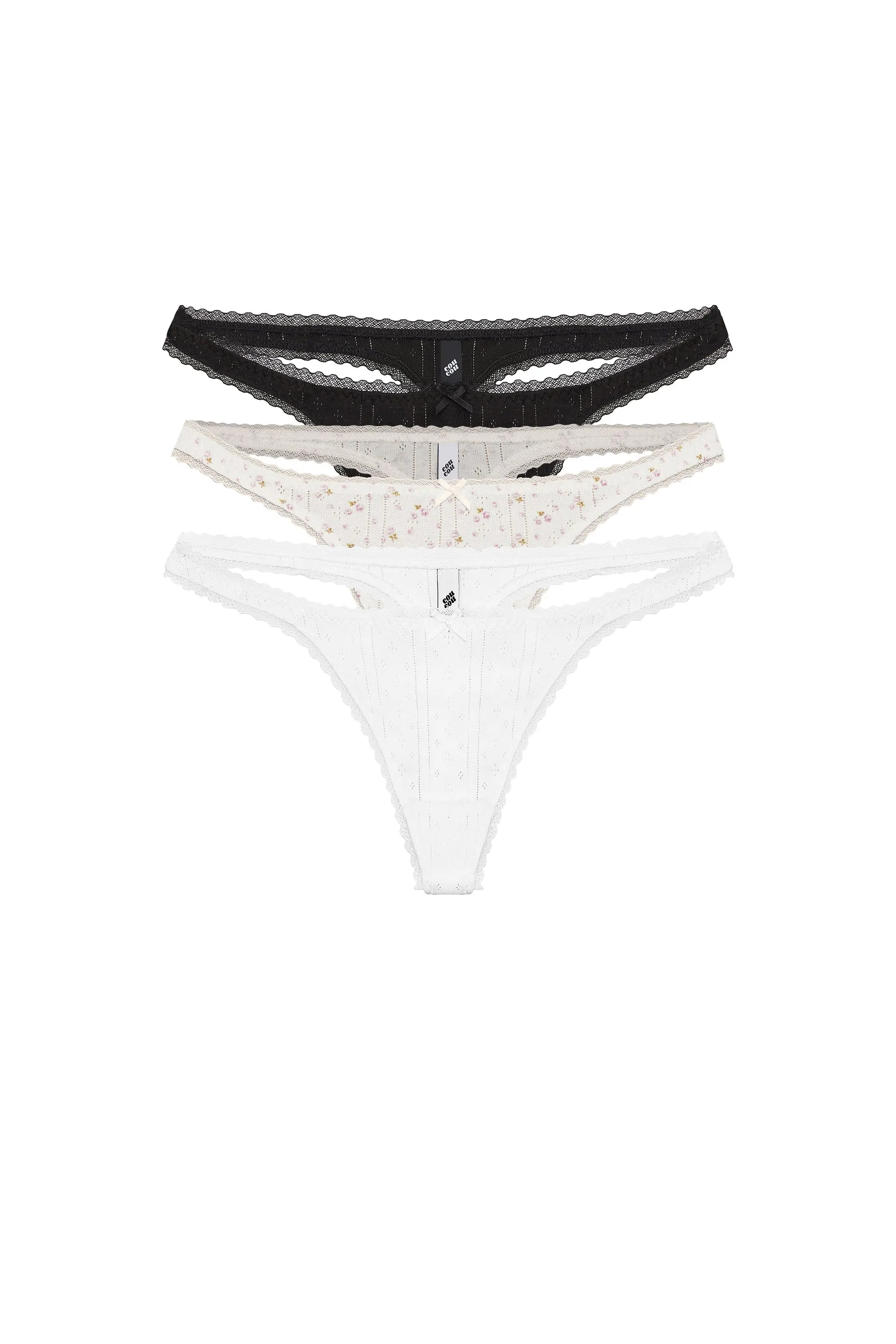 The Thong 3 Pack: Black, English Rose & White sold by Cou Cou Intimates product image thumbnail 3