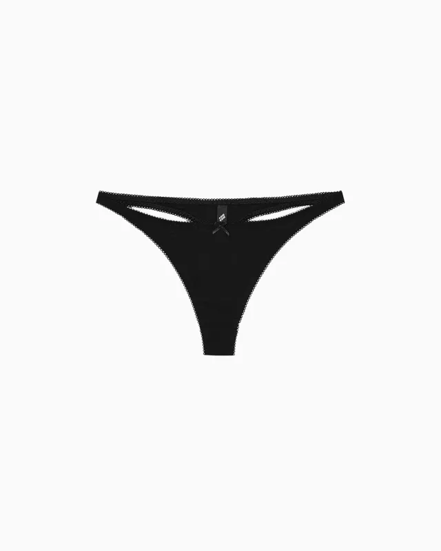 The Thong: Black Cotton Jersey made by Cou Cou Intimates