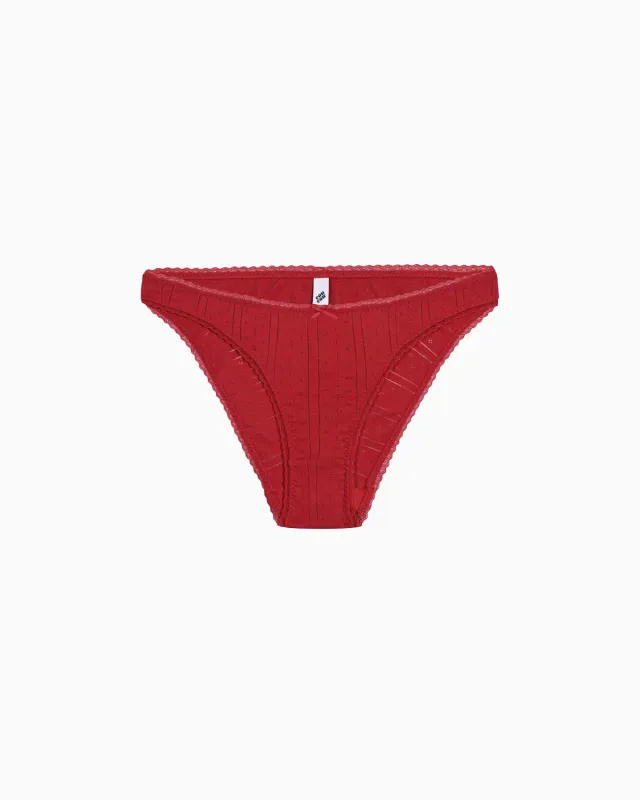 The High Rise: Cherry Red Pointelle made by Cou Cou Intimates