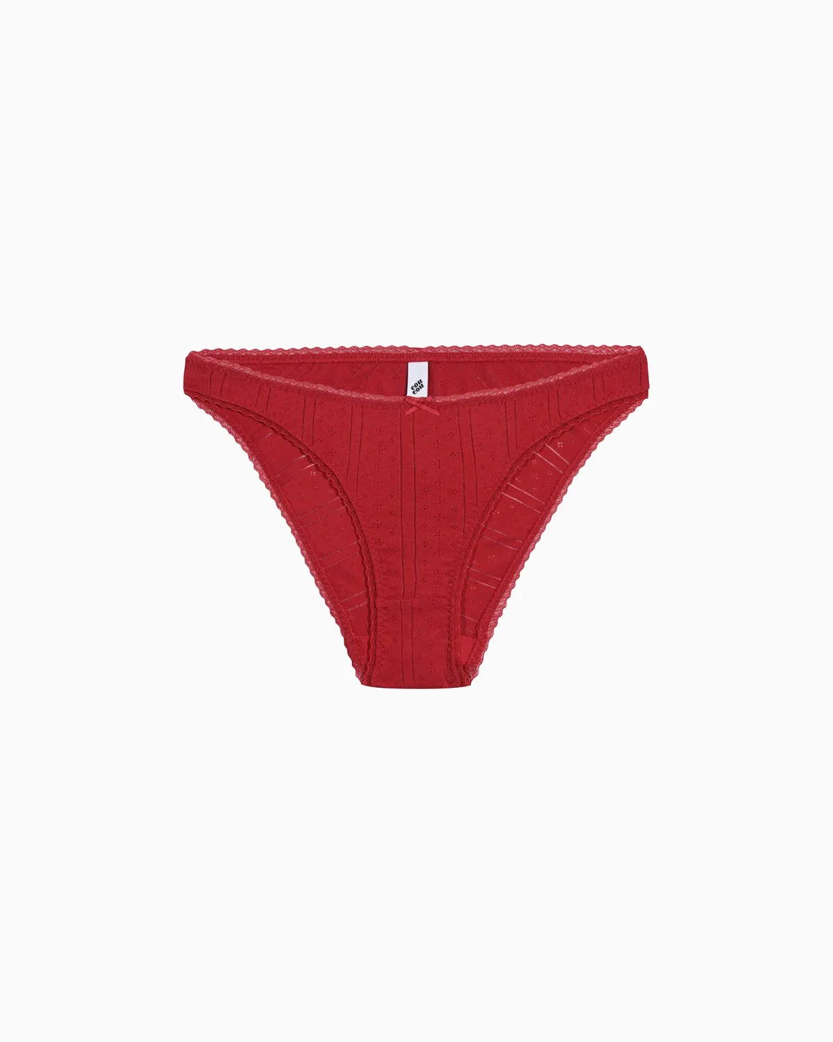 The High Rise: Cherry Red Pointelle sold by Cou Cou Intimates