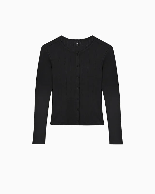 The Cardigan: Black Pointelle made by Cou Cou Intimates