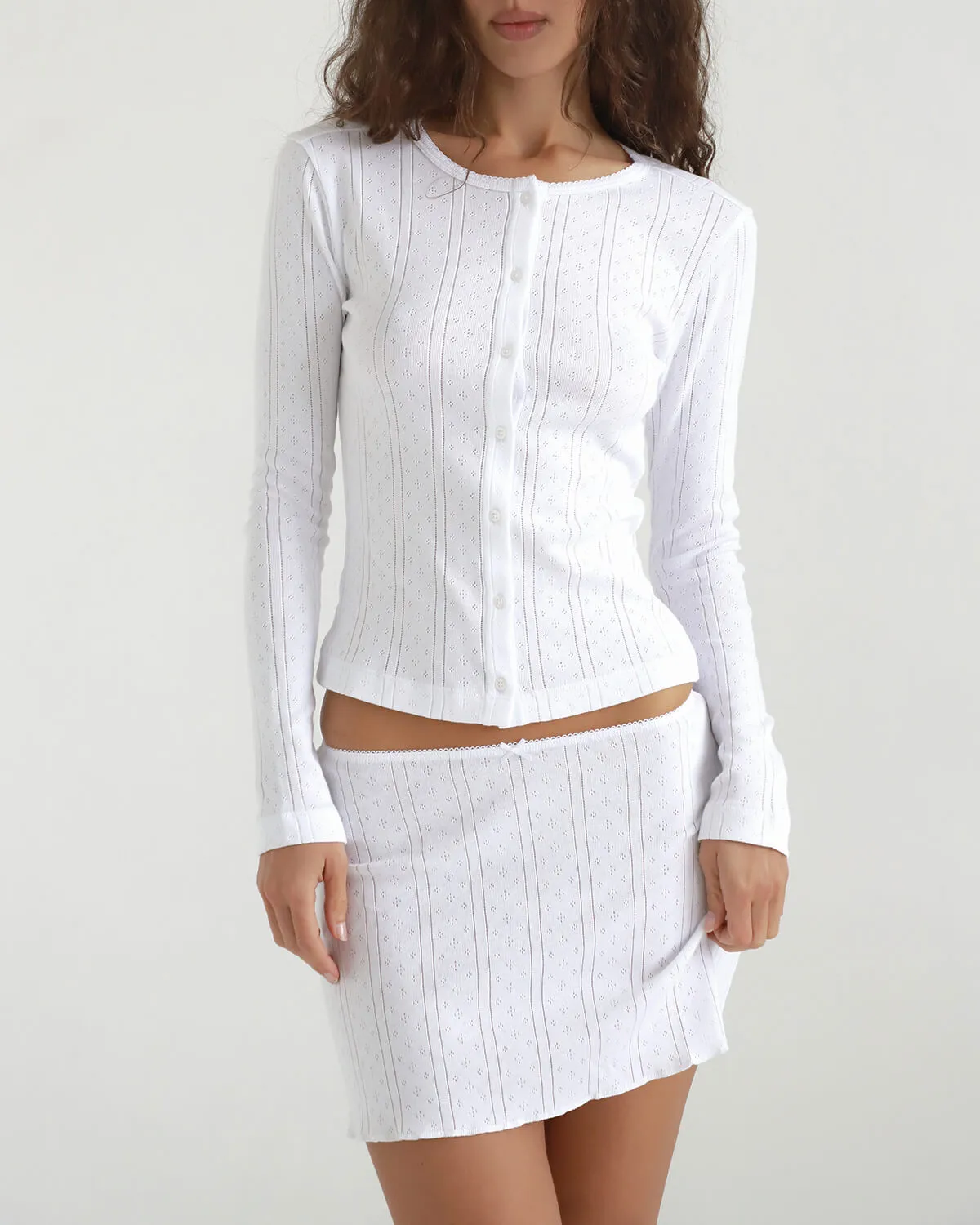 The Cardigan: White Pointelle sold by Cou Cou Intimates product image thumbnail 5