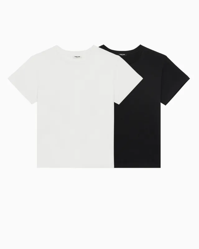 The Classic Tee: 2-Pack Black & White Heritage Cotton made by Cou Cou Intimates