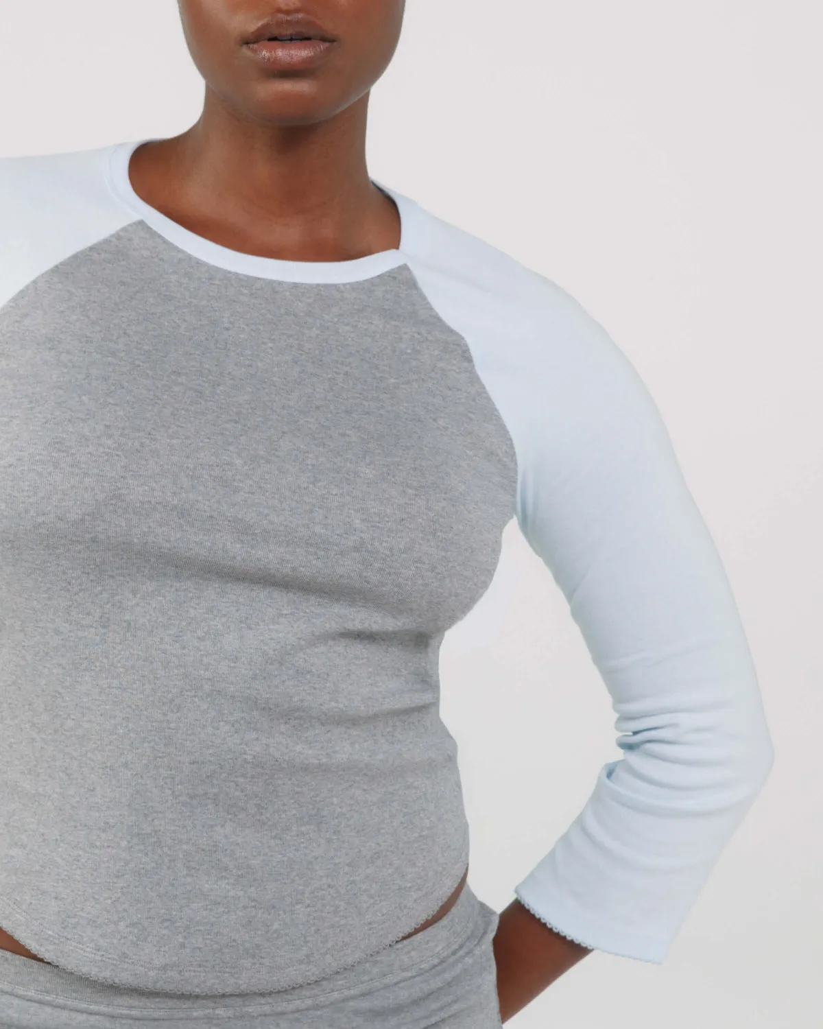 The Raglan: Grey / Sky Blue Cotton Jersey sold by Cou Cou Intimates product image thumbnail 3