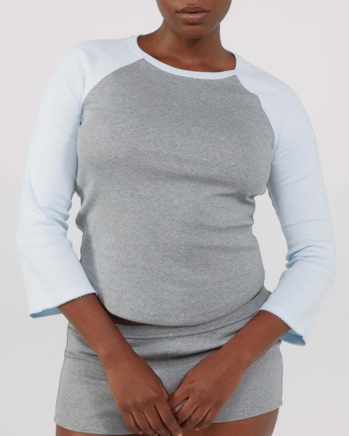 The Raglan: Grey / Sky Blue Cotton Jersey sold by Cou Cou Intimates product image thumbnail 2