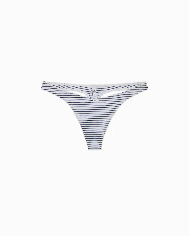 The Thong: White French Stripe Cotton Jersey made by Cou Cou Intimates