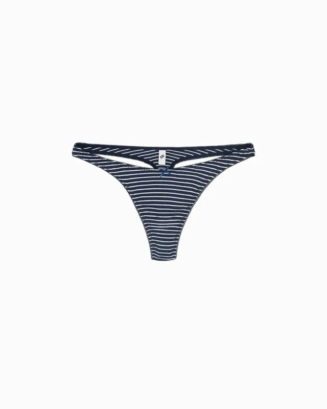 The Thong: Navy French Stripe Cotton Jersey made by Cou Cou Intimates