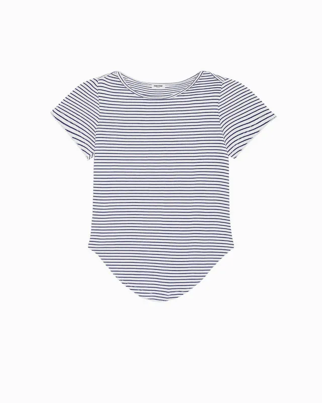 The Rina Tee: White French Stripe Cotton Jersey made by Cou Cou Intimates
