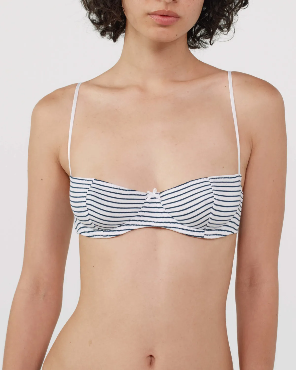 The Teacup Bra: White French Stripe Cotton Jersey sold by Cou Cou Intimates product image thumbnail 3