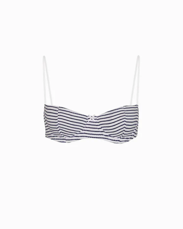 The Teacup Bra: White French Stripe Cotton Jersey made by Cou Cou Intimates