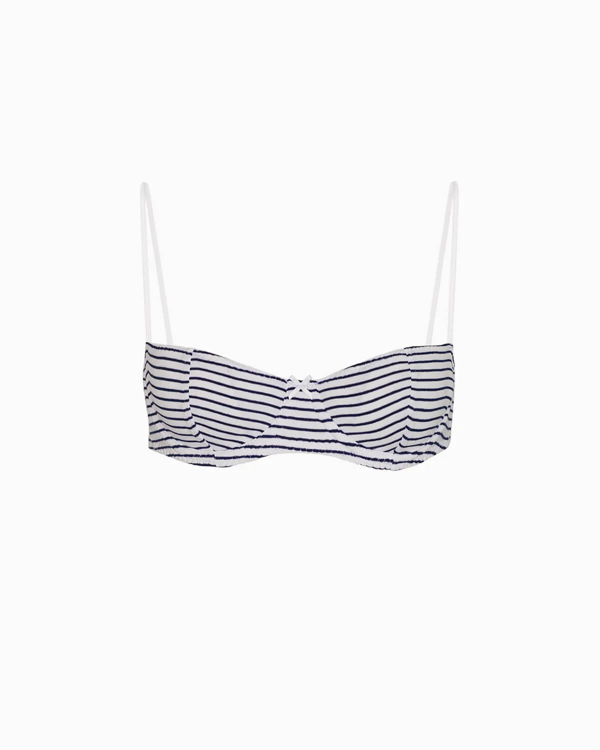 The Teacup Bra: White French Stripe Cotton Jersey sold by Cou Cou Intimates