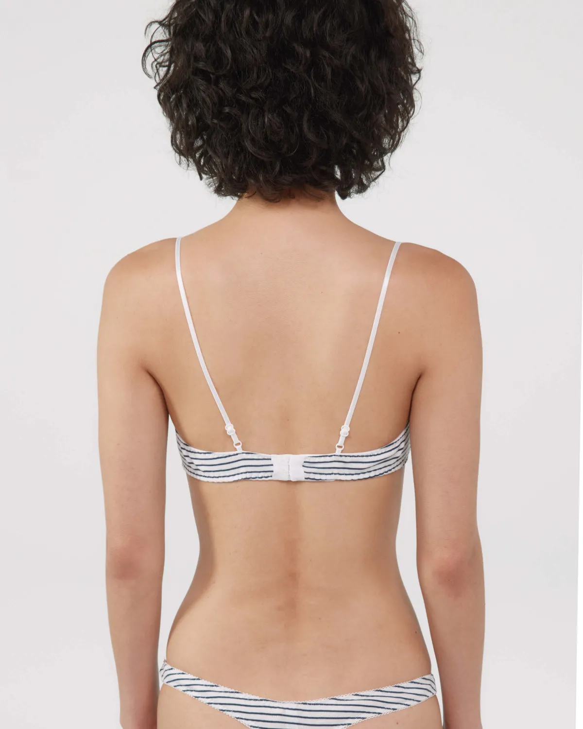 The Teacup Bra: White French Stripe Cotton Jersey sold by Cou Cou Intimates product image thumbnail 5