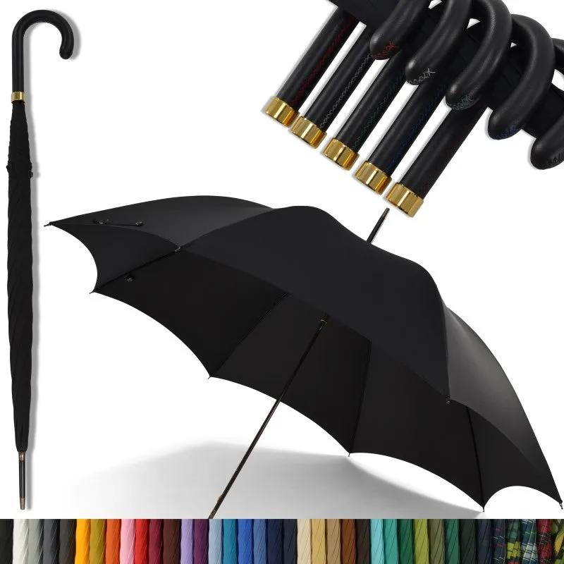 GT6 Black Leather, Contrast Stitch (5 Handle Choices) sold by Fox Umbrellas