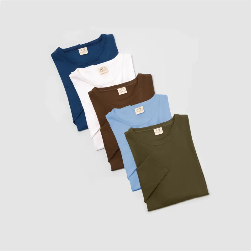 5 Pack Bundle - Men's Organic Pima Cotton Long Sleeve Shirt sold by Aya