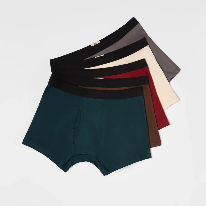 5 Pack Bundle - Men's Organic Pima Cotton Boxer Briefs Fly made by Aya