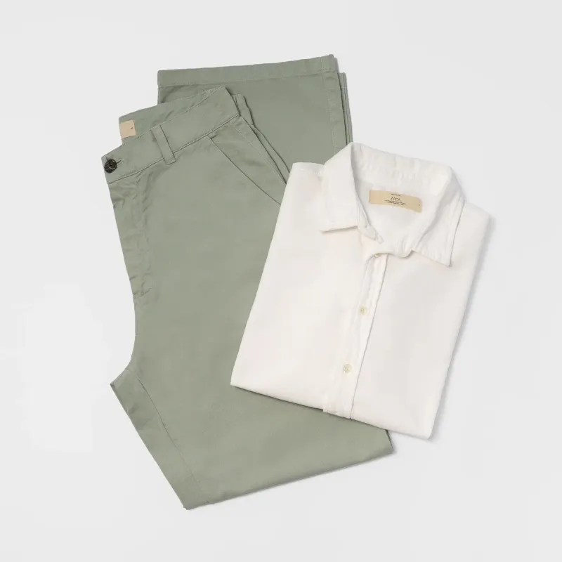 Mix 2 Pack Bundle - Women's Organic Pima Cotton Classic Shirt Lightweight & Chino Pants sold by Aya
