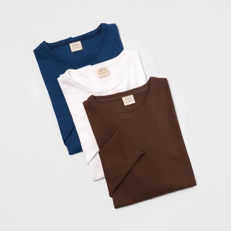 3 Pack Bundle - Men's Organic Pima Cotton Long Sleeve Shirt made by Aya