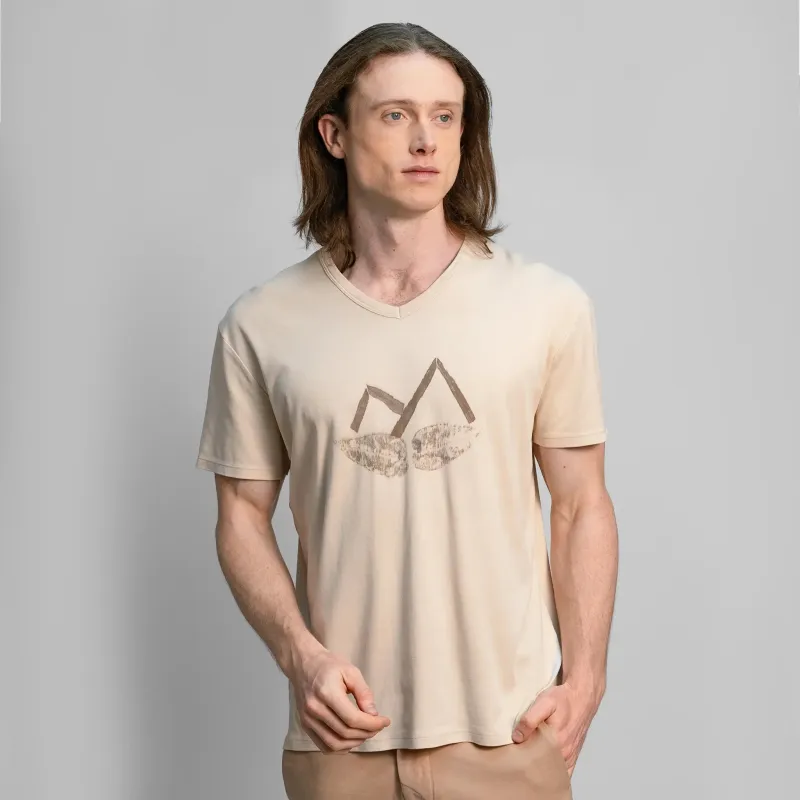 Men's Eco Print Pima Cotton V-Neck T-Shirt sold by Aya