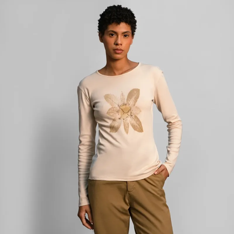 Women's Eco Print Pima Cotton Long Sleeve T-Shirt sold by Aya
