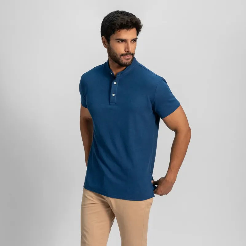Men's Organic Pima Cotton Polo Shirt - Neru Neck sold by Aya
