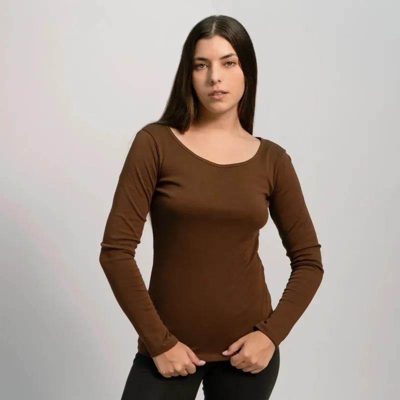 Women's Organic Pima Cotton Scoop Neck Long Sleeve sold by Aya