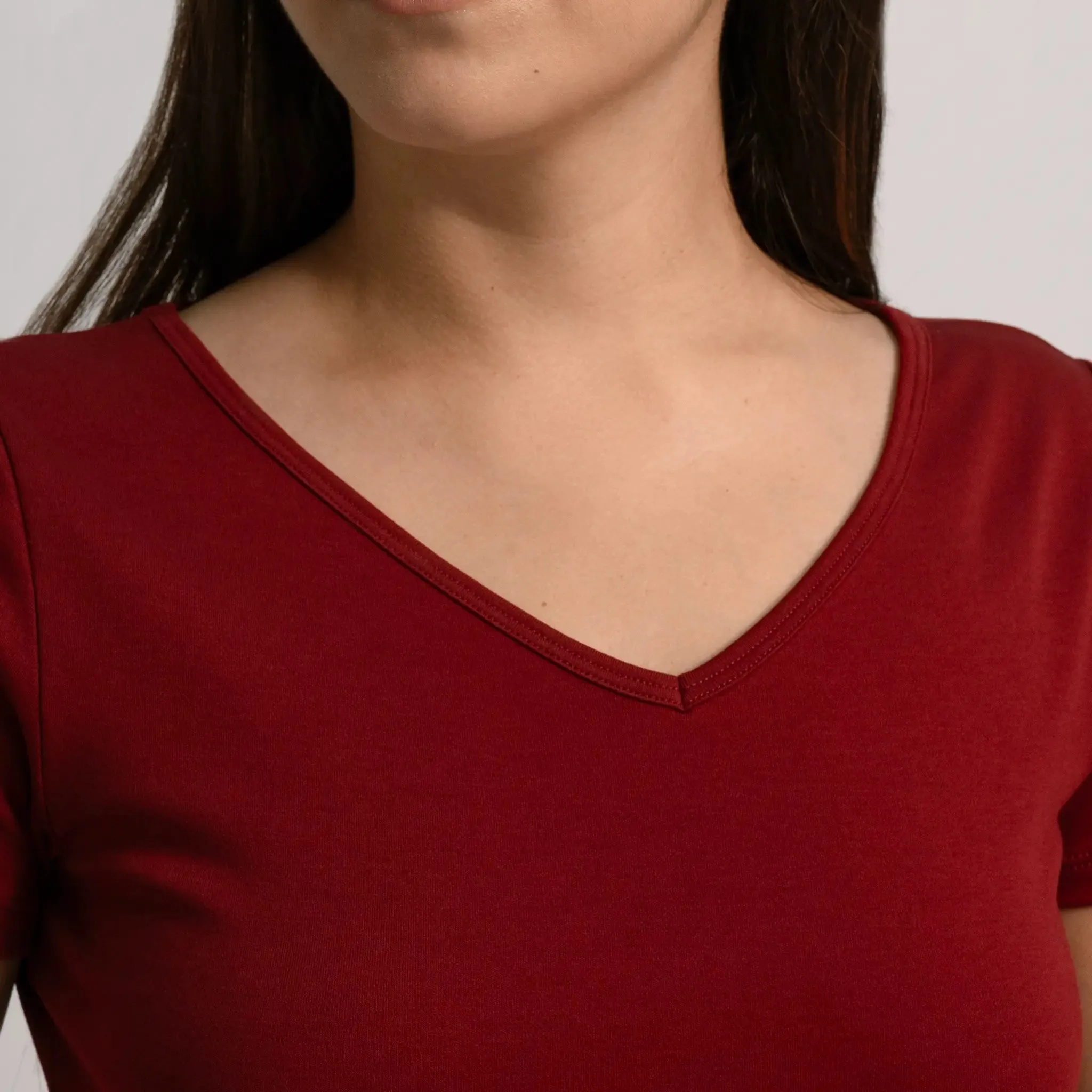 Women's Organic Pima Cotton V-Neck T-Shirt sold by Aya product image thumbnail 2