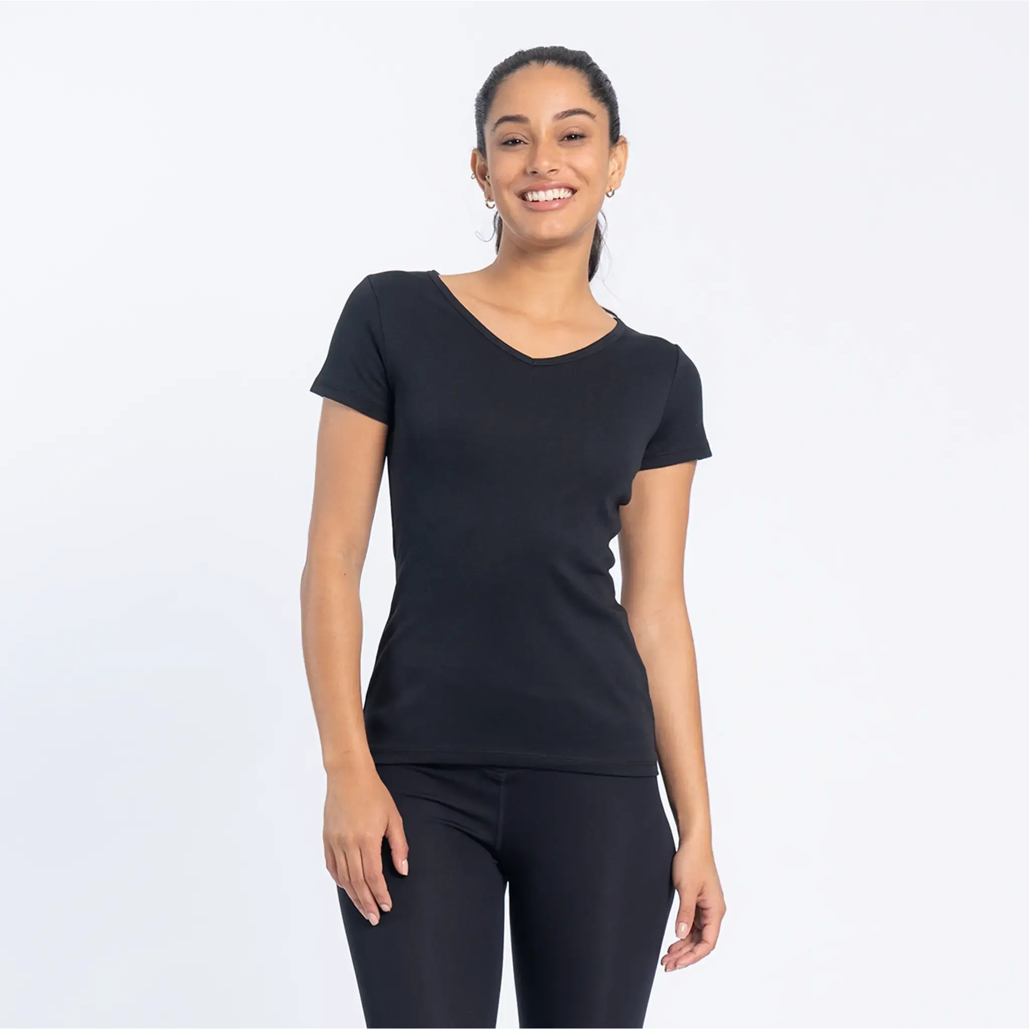 Women's Organic Pima Cotton V-Neck T-Shirt sold by Aya product image thumbnail 3