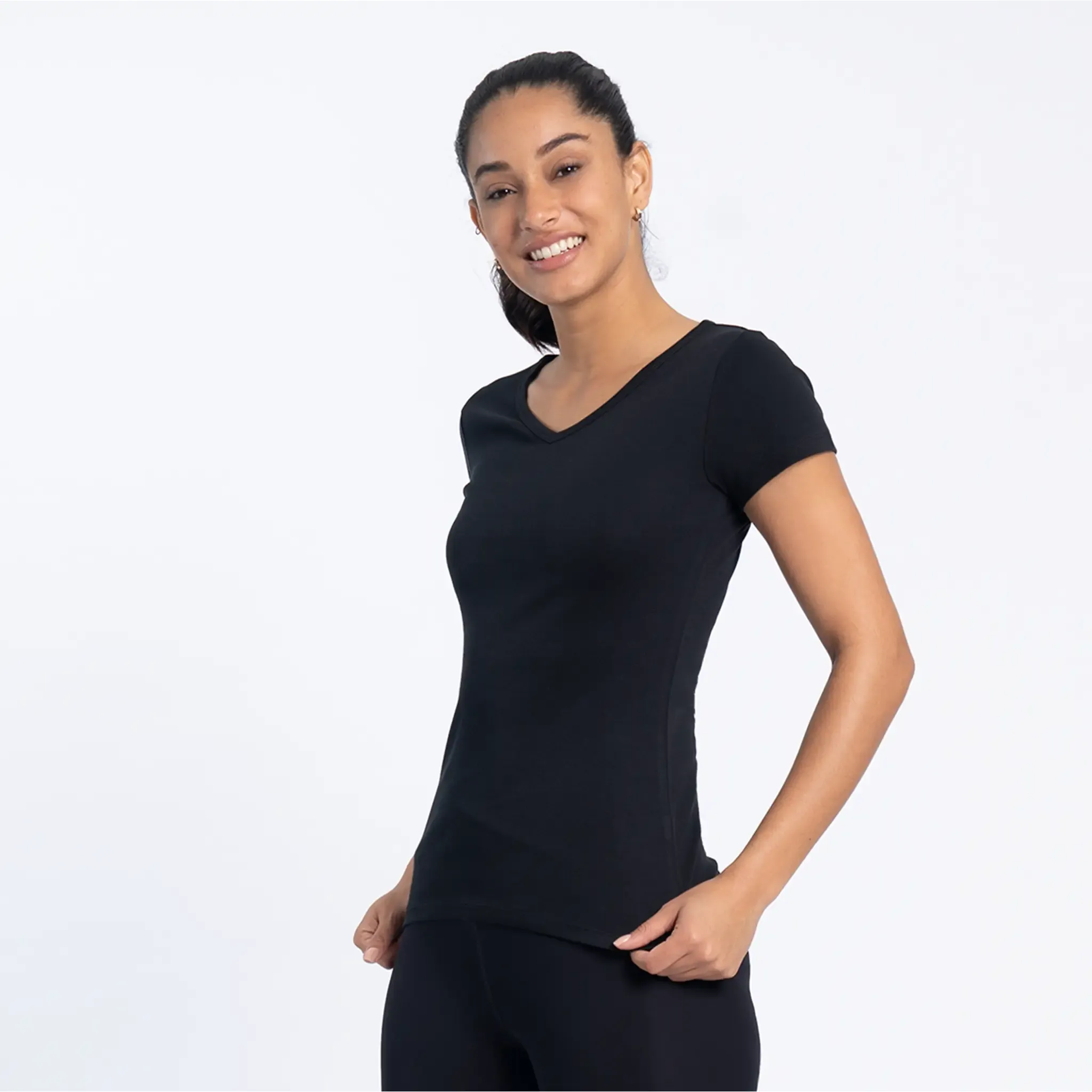 Women's Organic Pima Cotton V-Neck T-Shirt sold by Aya product image thumbnail 4