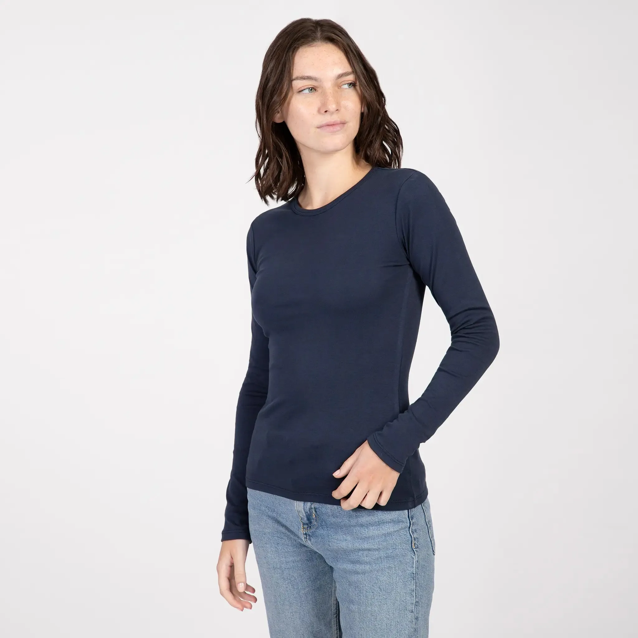Women's Organic Pima Cotton Long Sleeve Shirt sold by Aya product image thumbnail 4