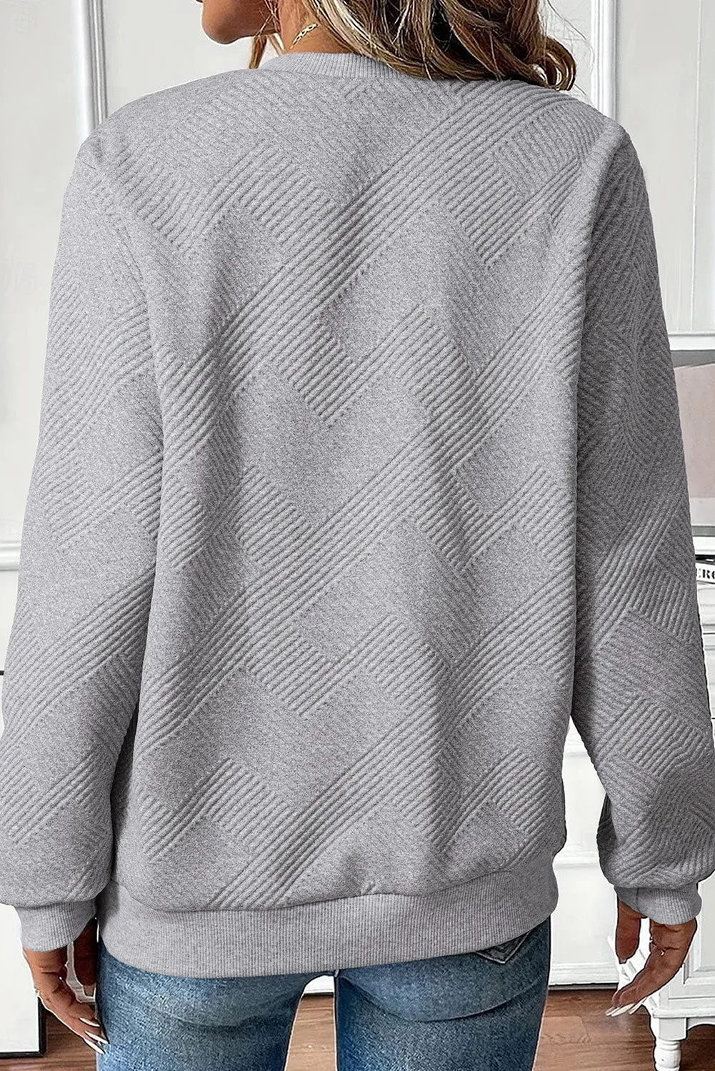 Textured Half Zip Loose Sweatshirt sold by eAura product image thumbnail 2