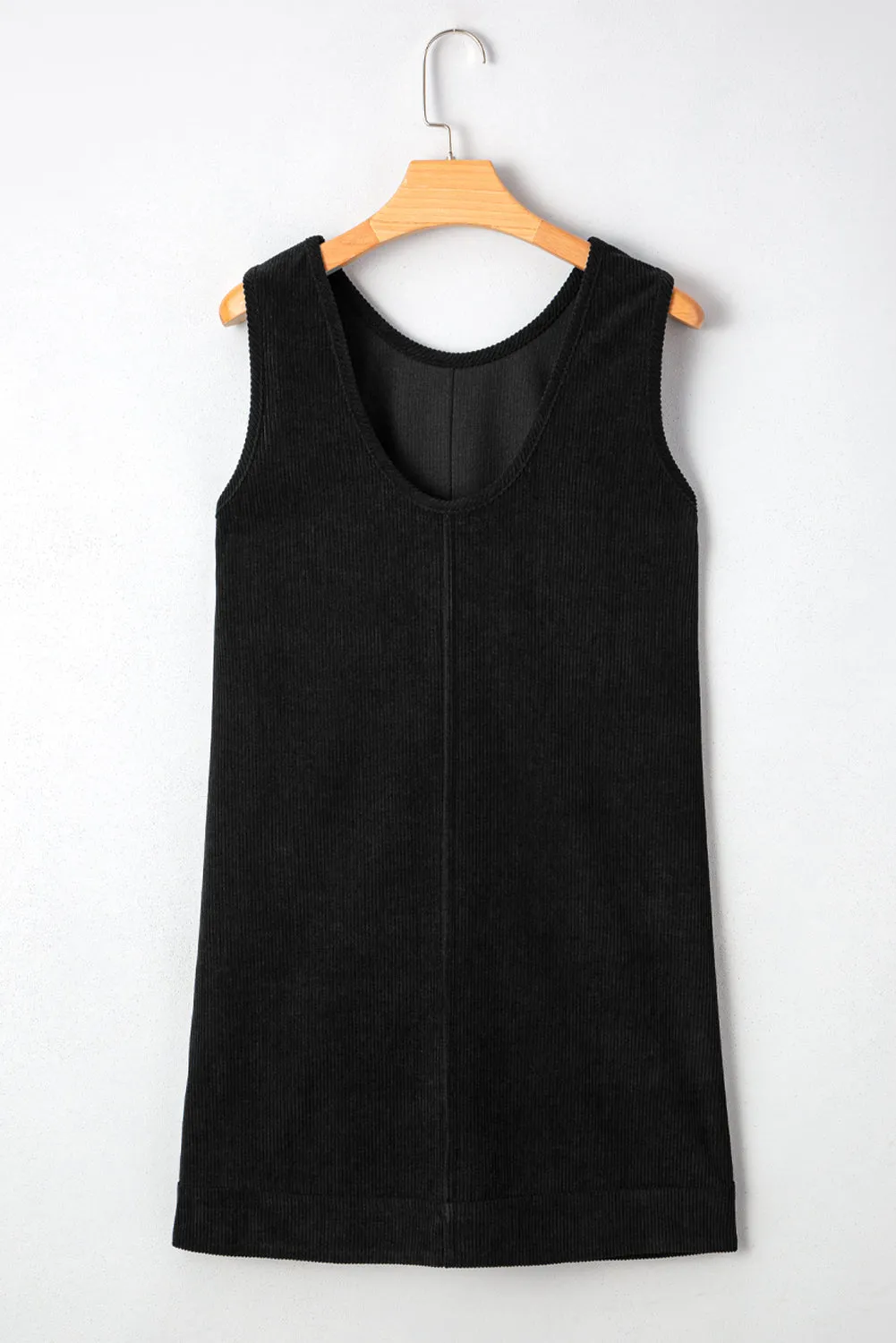 Soft Corduroy Sleeveless Mini Dress With Patched Pockets sold by eAura product image thumbnail 4