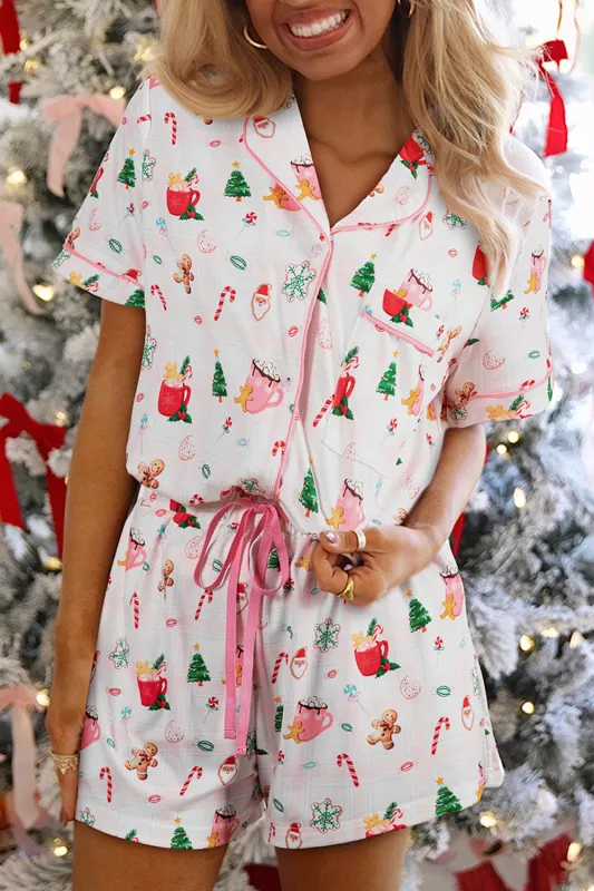 White Christmas Spirits Shirt and Shorts Pyjama Set sold by eAura