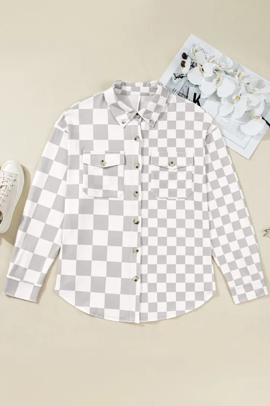 Checkered Buttoned Down Casual Jacket sold by eAura
