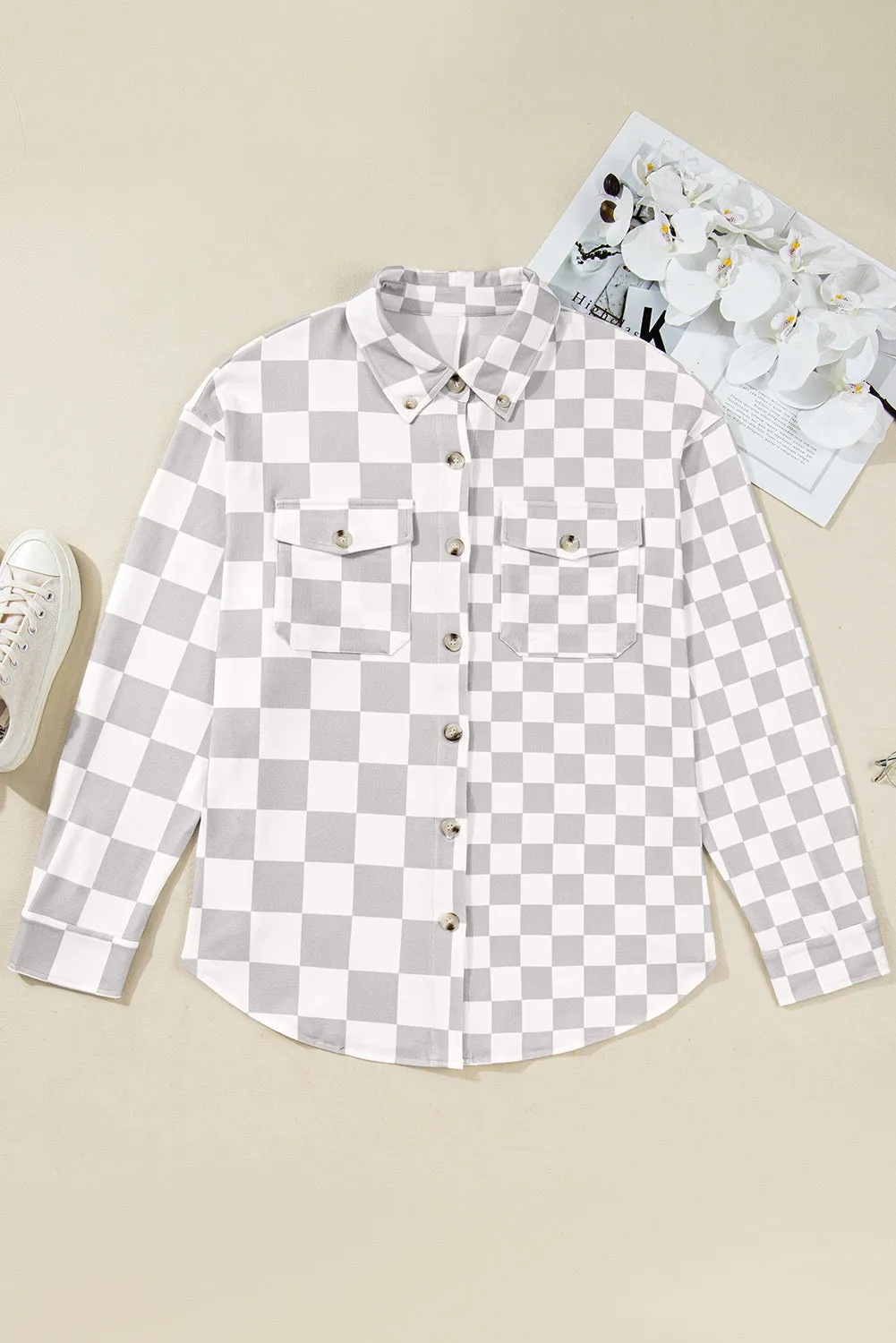 Checkered Buttoned Down Casual Jacket sold by eAura